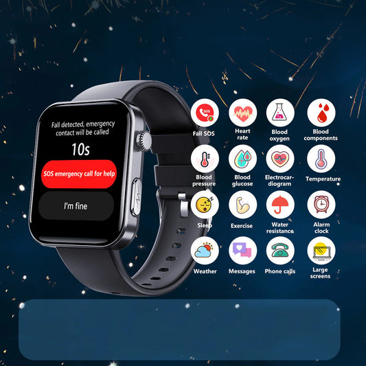 PulseMax Fall Detection Watch With Blood Glucose+Blood Presssure Monitoring+Calls