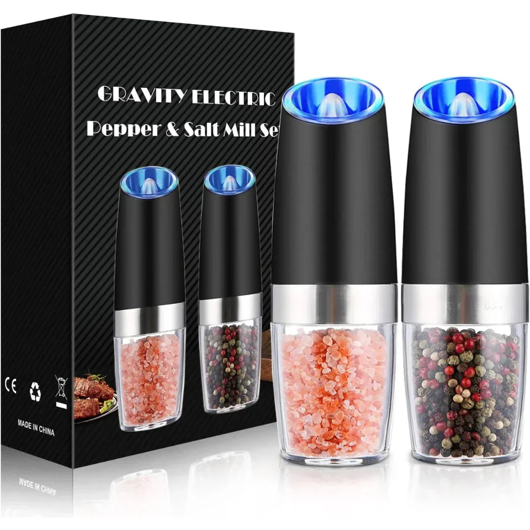 Electric Salt and Pepper Mill Set | Automatic, Adjustable Grind & LED Light for Modern Kitchens