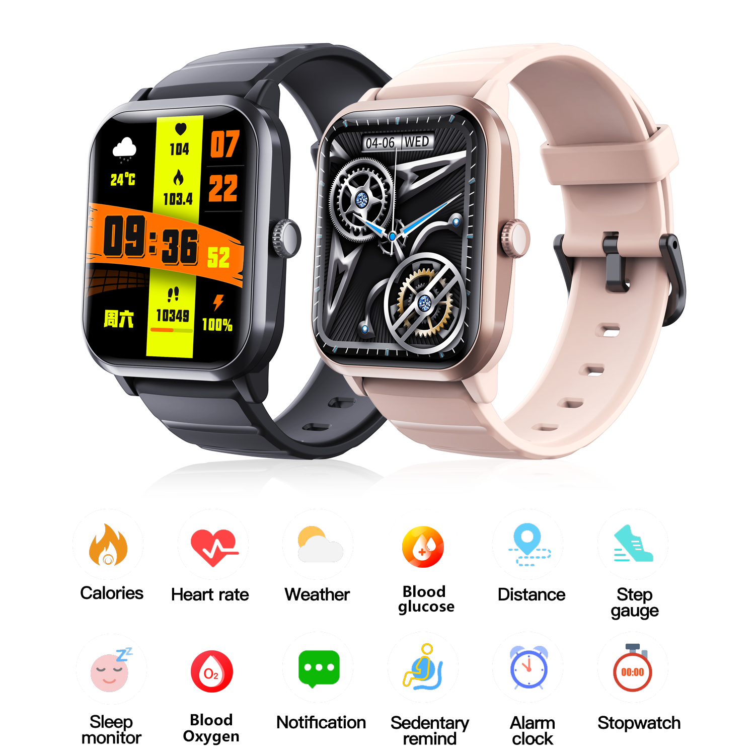 KH303 Red Light Blood Oxygen Heart Rate Sleep Tracker Health Monitoring Watch