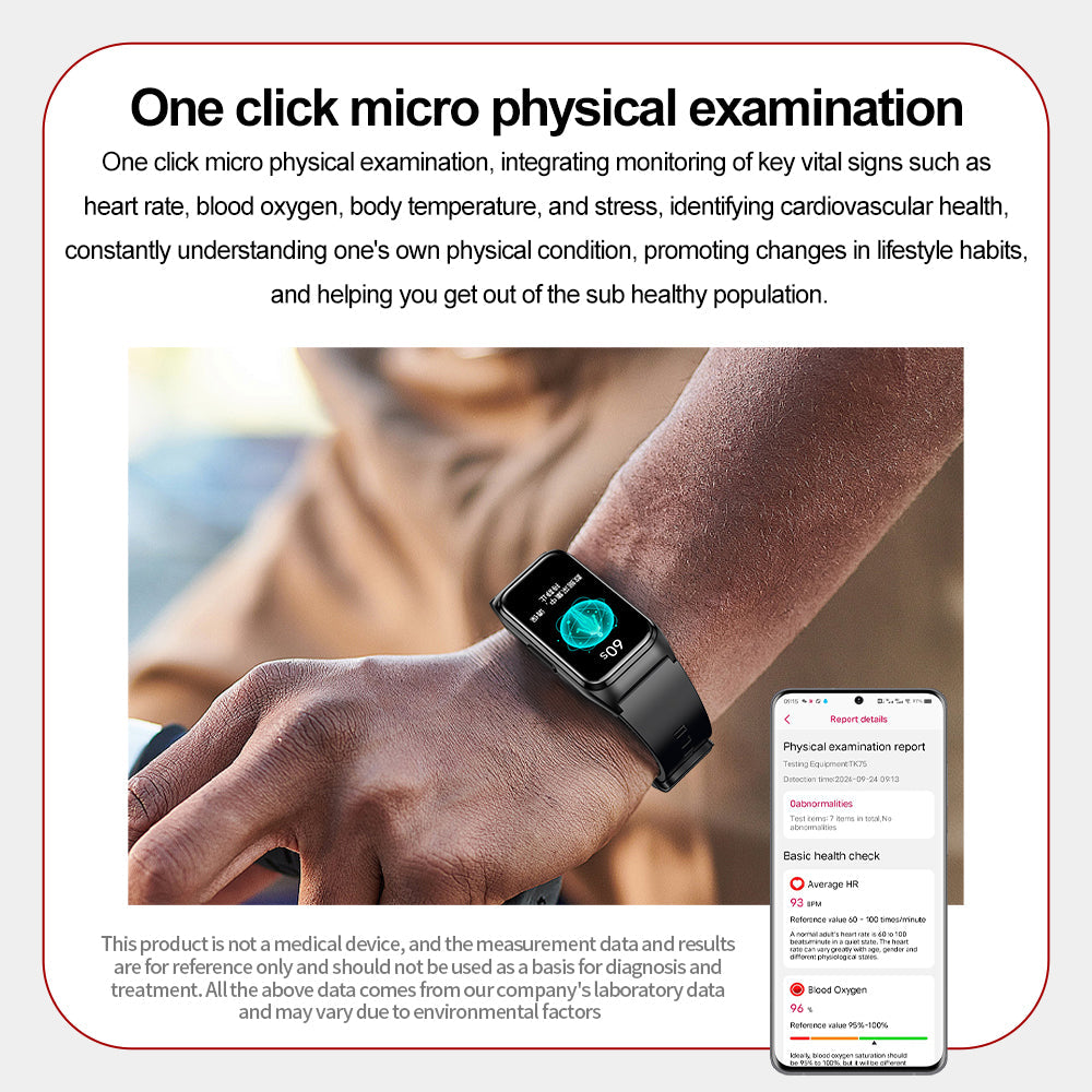 KH75 Smart Bracelet One-click Micro-Physical Examination Five Internal Organs Detection Blood Sugar Uric Acid Blood Lipid Heart Rate Blood Oxygen Sleep