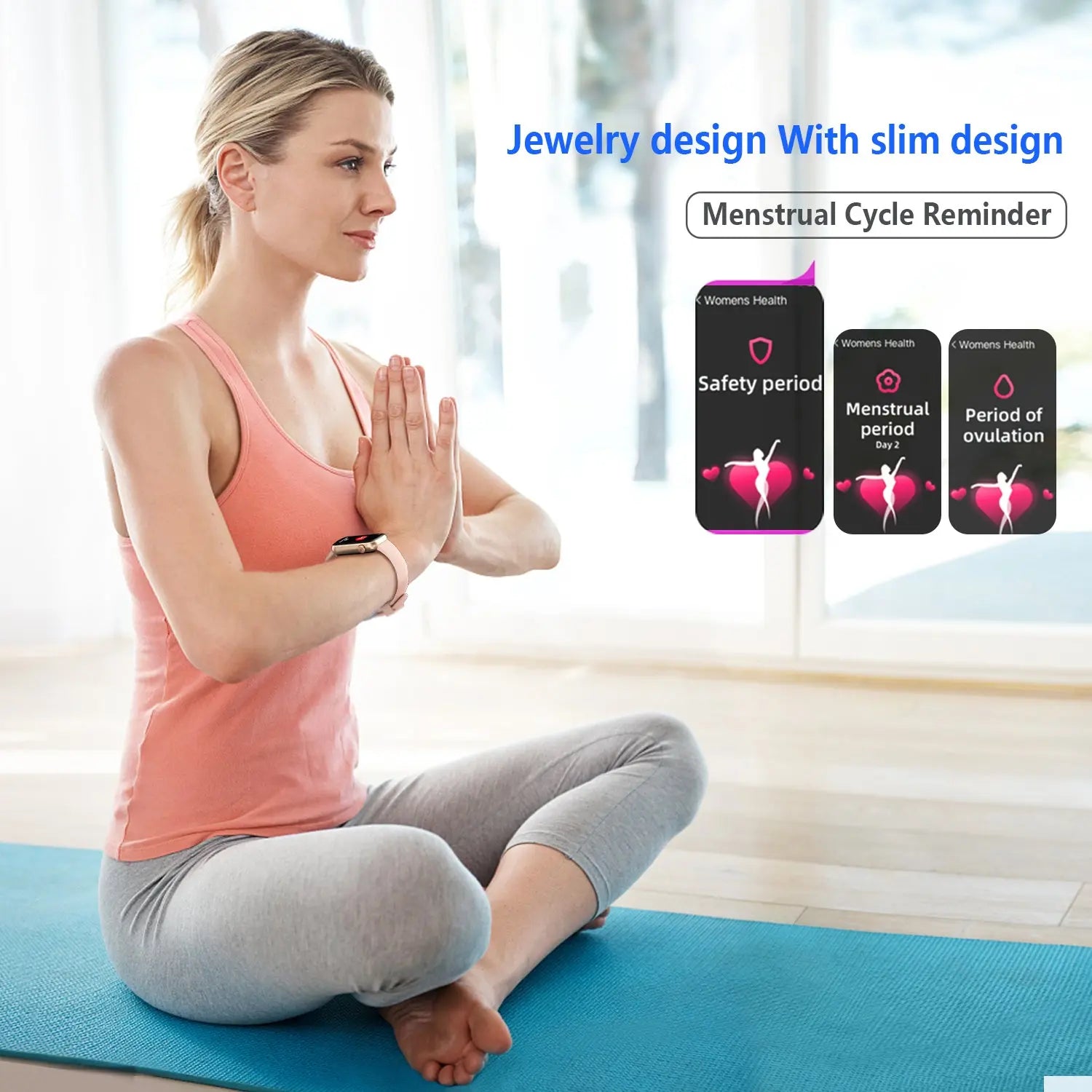 Slim Fitness Tracker with Blood Oxygen, Blood Pressure, 24/7 Heart Rate and Sleep Tracking, IP68 Waterproof Activity Trackers and Smart Watches with Step Tracker, Pedometer for Women Kids-Pink