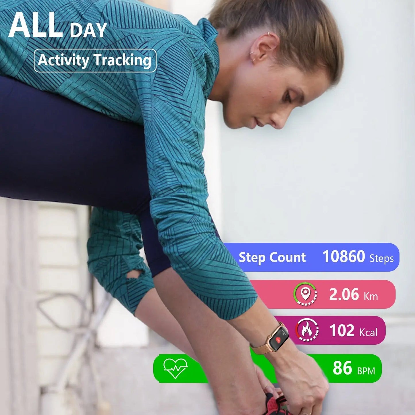 Slim Fitness Tracker with Blood Oxygen, Blood Pressure, 24/7 Heart Rate and Sleep Tracking, IP68 Waterproof Activity Trackers and Smart Watches with Step Tracker, Pedometer for Women Kids-Pink