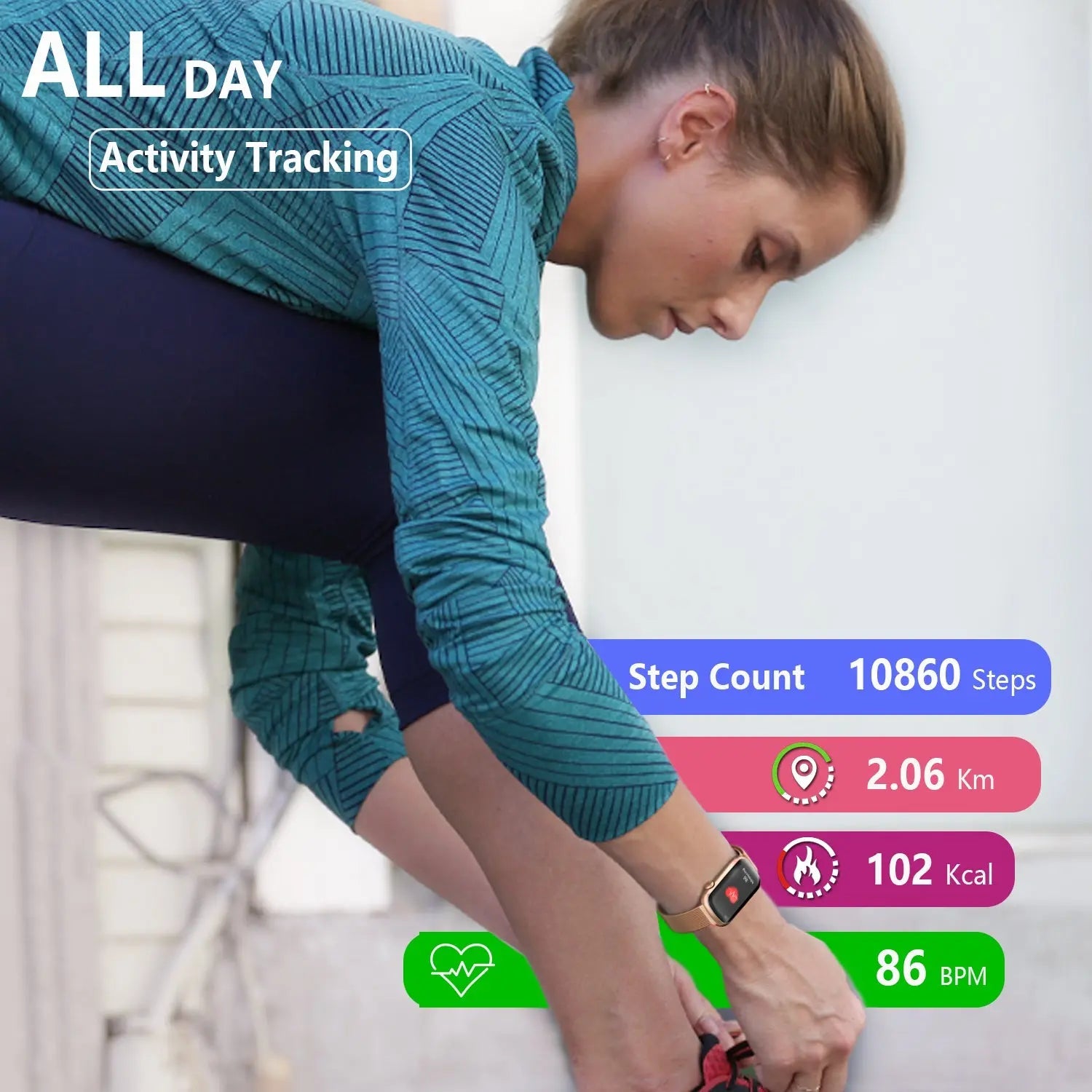 Slim Fitness Tracker with Blood Oxygen, Blood Pressure, 24/7 Heart Rate and Sleep Tracking, IP68 Waterproof Activity Trackers and Smart Watches with Step Tracker, Pedometer for Women Kids-Pink