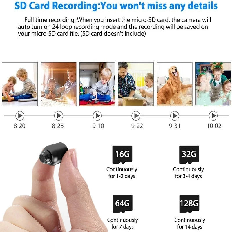 Mini Wireless Spy Camera - Hidden CCTV, WiFi, Outdoor Security, Motion Detection