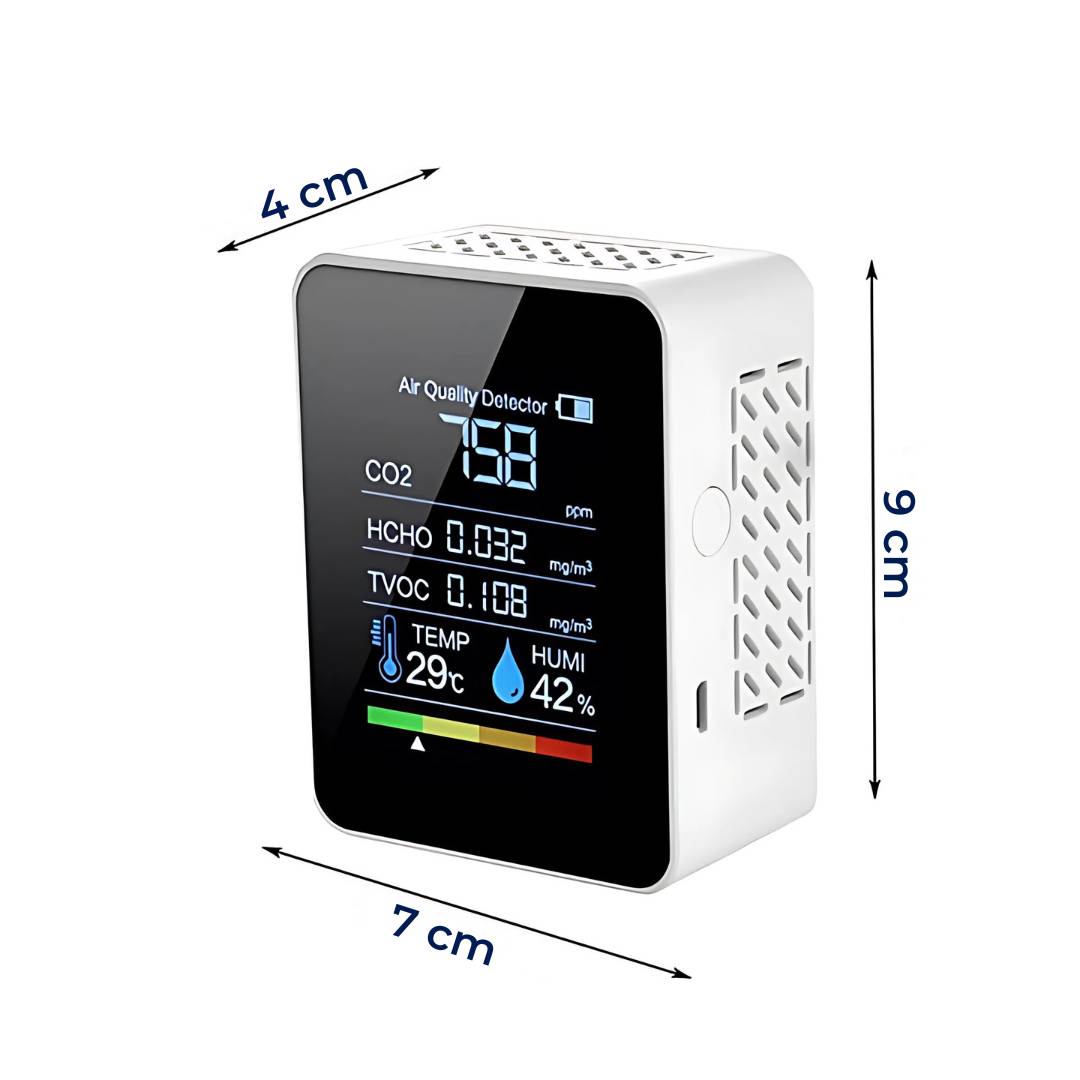 CO2 Carbon Dioxide Monitor - Air Quality Detector with Real-Time Alerts for Home and Office Air Quality Monitoring