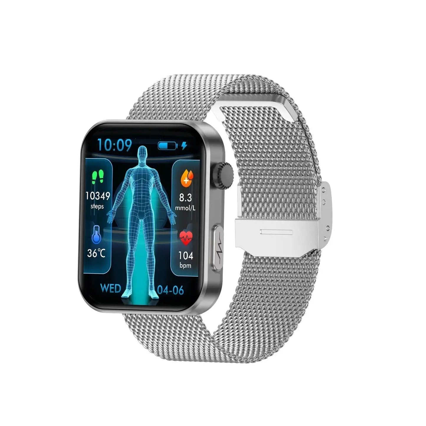 Health Smartwatch with BP+HR+ECG+ BG+SpO2+ SOS & blood analysis supports voice calls and fitness tracking??