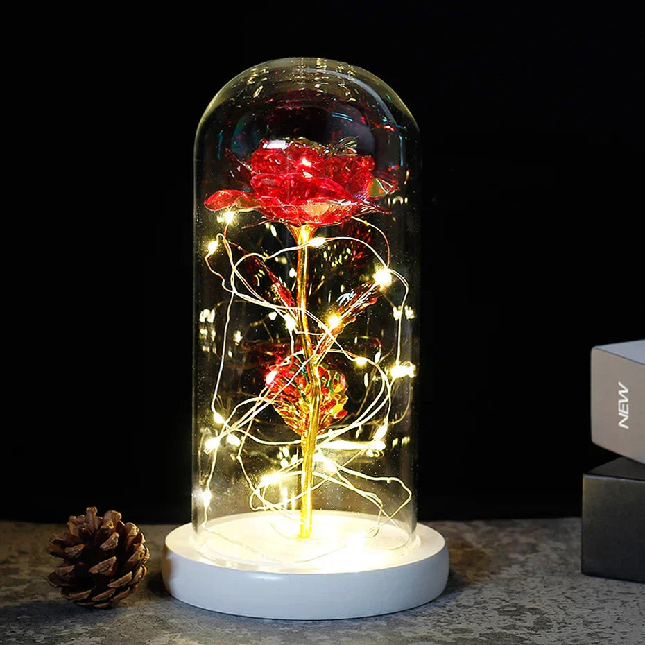 Eternal Rose in Glass Dome | Handpicked, LED Lit & Ideal for Romantic Gifts and Home Decor