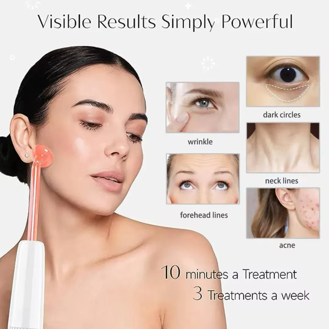 Elysium Glow | Professional High-Frequency Facial Wand | Anti-Aging Skin Rejuvenation Device for Home Use & Spa Treatments
