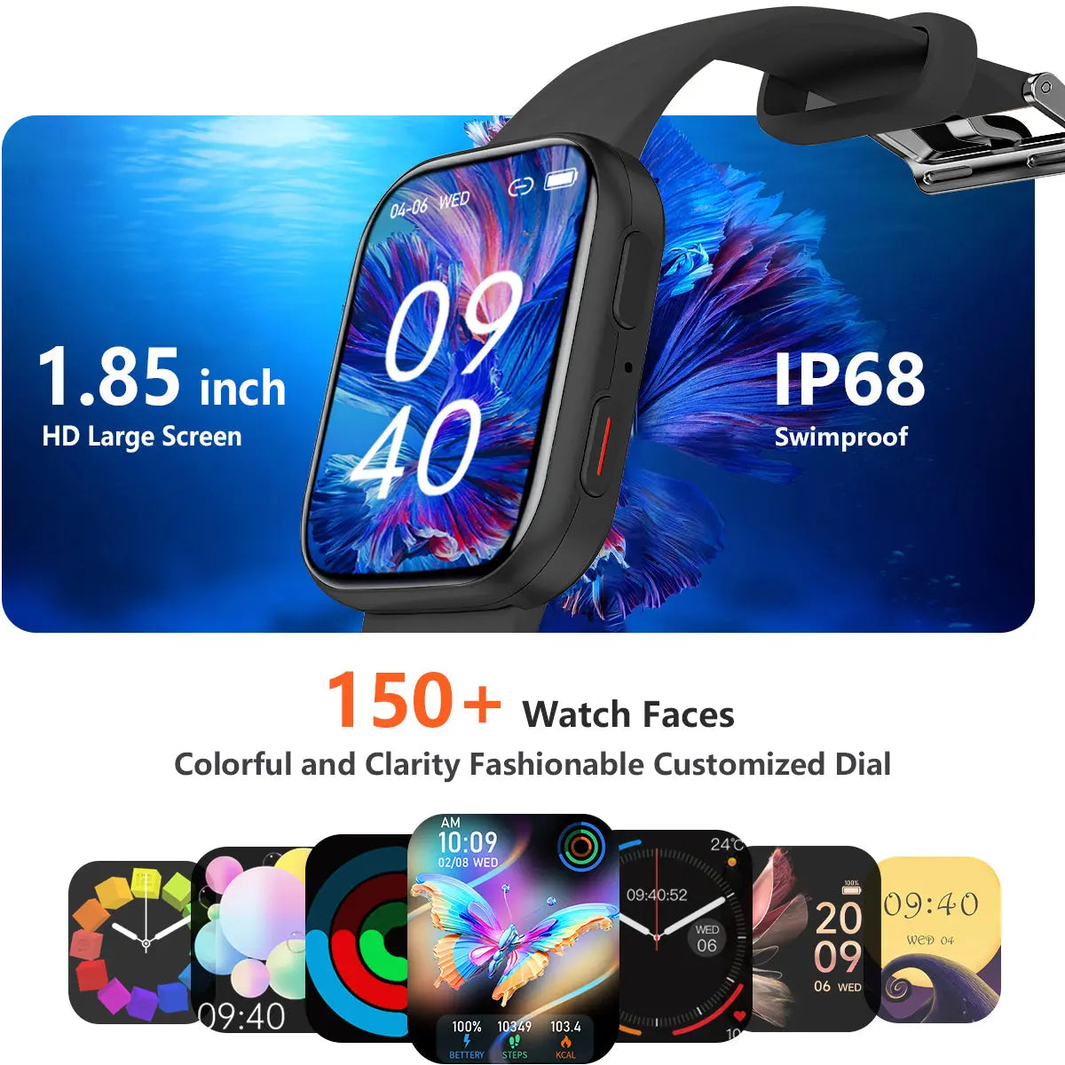 HM57 Health & Fitness Tracker 2024 (Answer/Make Calls), Smart Watch with HR+BP+SPO2 Monitor