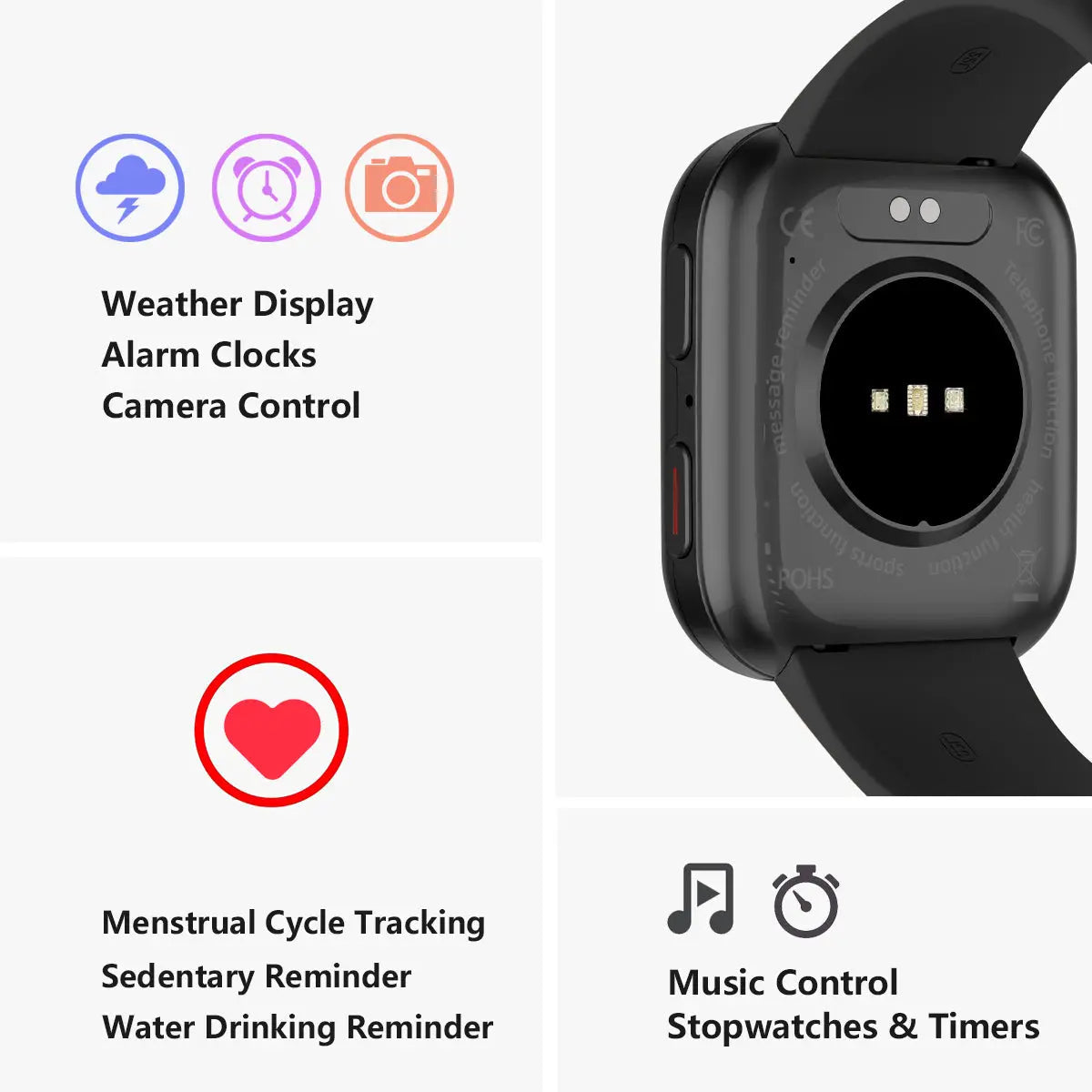 HM57 Health & Fitness Tracker 2024 (Answer/Make Calls), Smart Watch with HR+BP+SPO2 Monitor