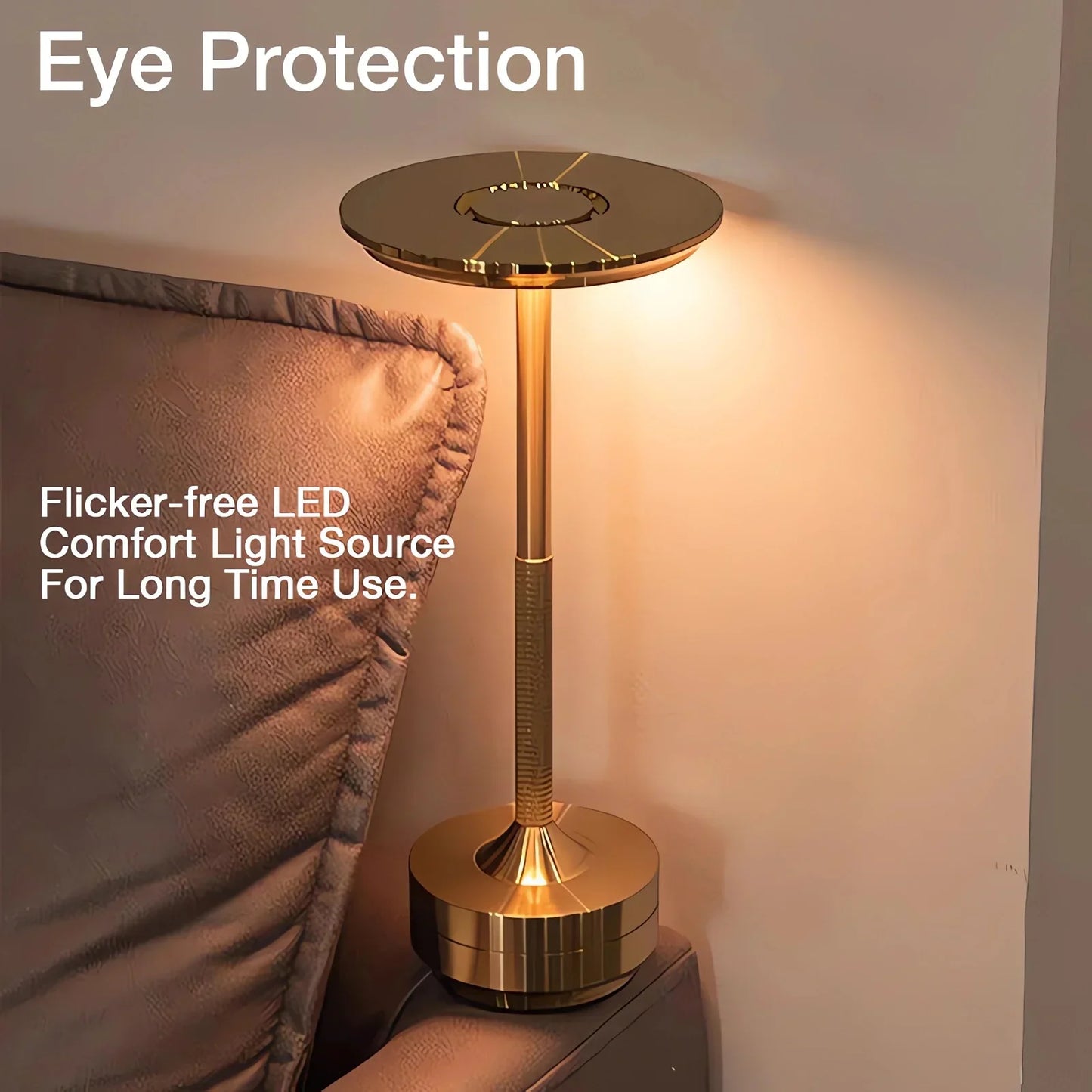 Cordless Rechargeable Modern Aura Table Lamp with Touch Controls | Wireless LED Light for Modern Side Tables and Office Desks | Minimalist Table Lamp