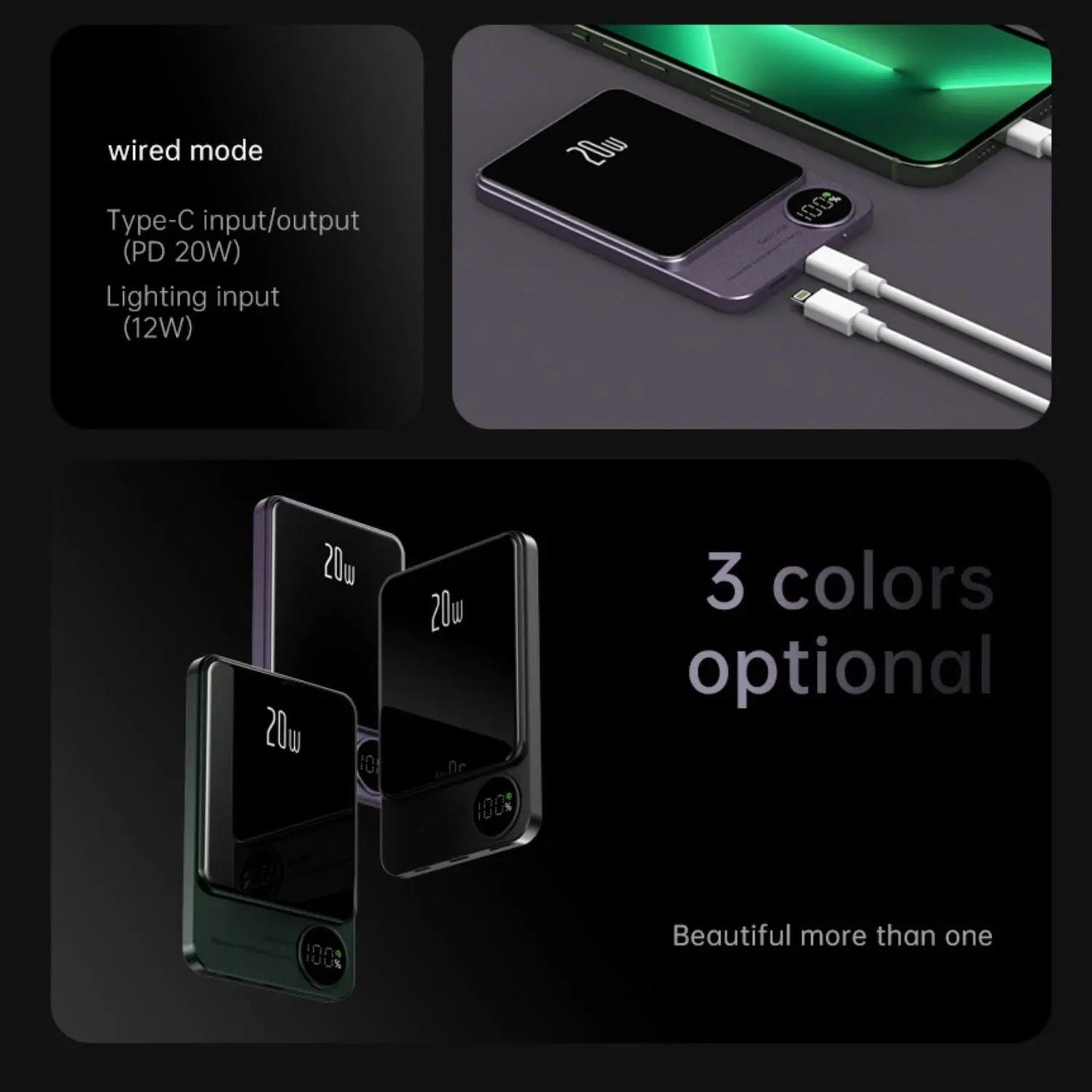 Sleek Magnetic Fast Charging Power Bank β Wireless, High-Capacity Backup Battery for All Devices