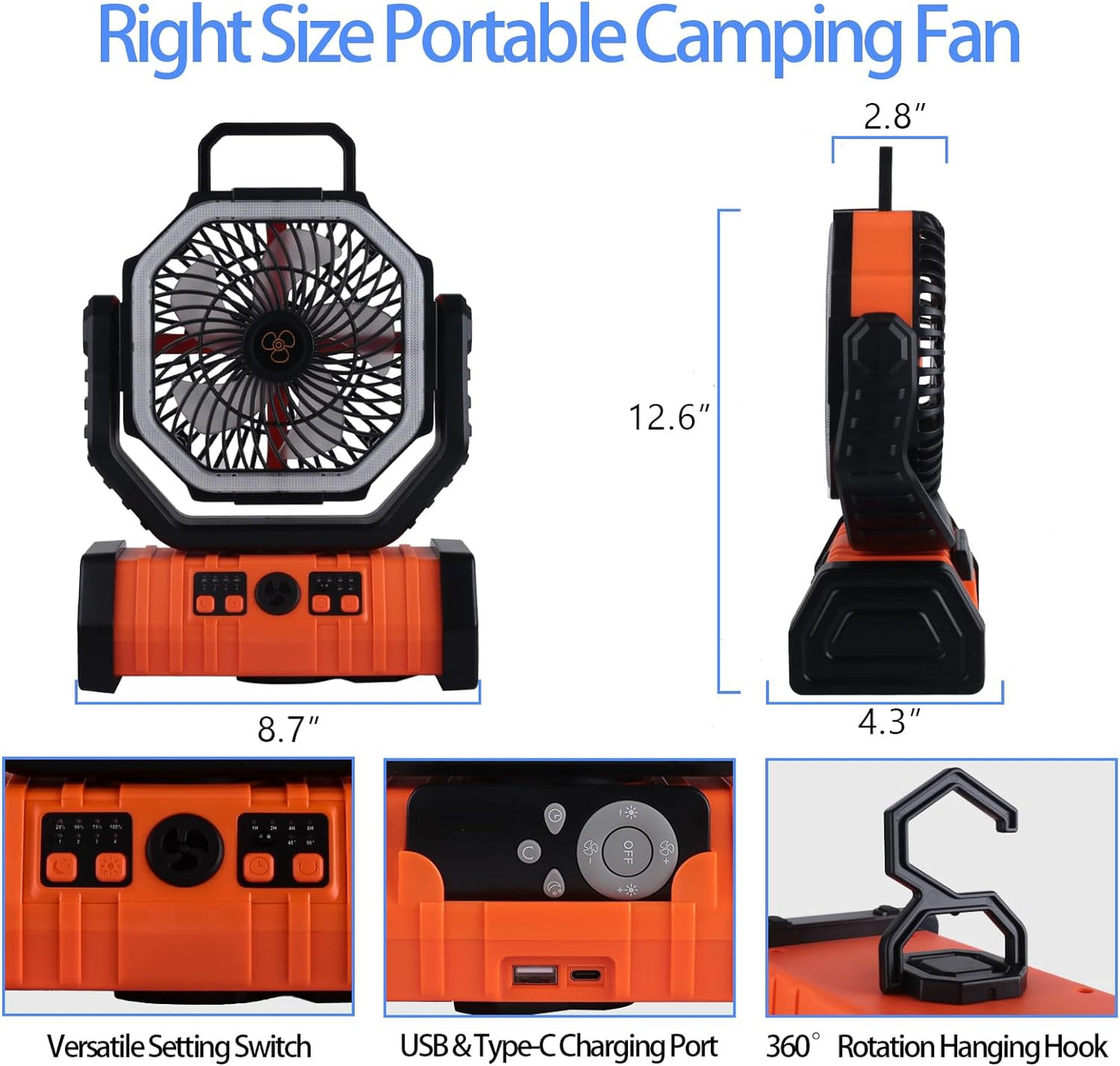 Pro Outdoor Rechargeable Fan W/ LED 2.0