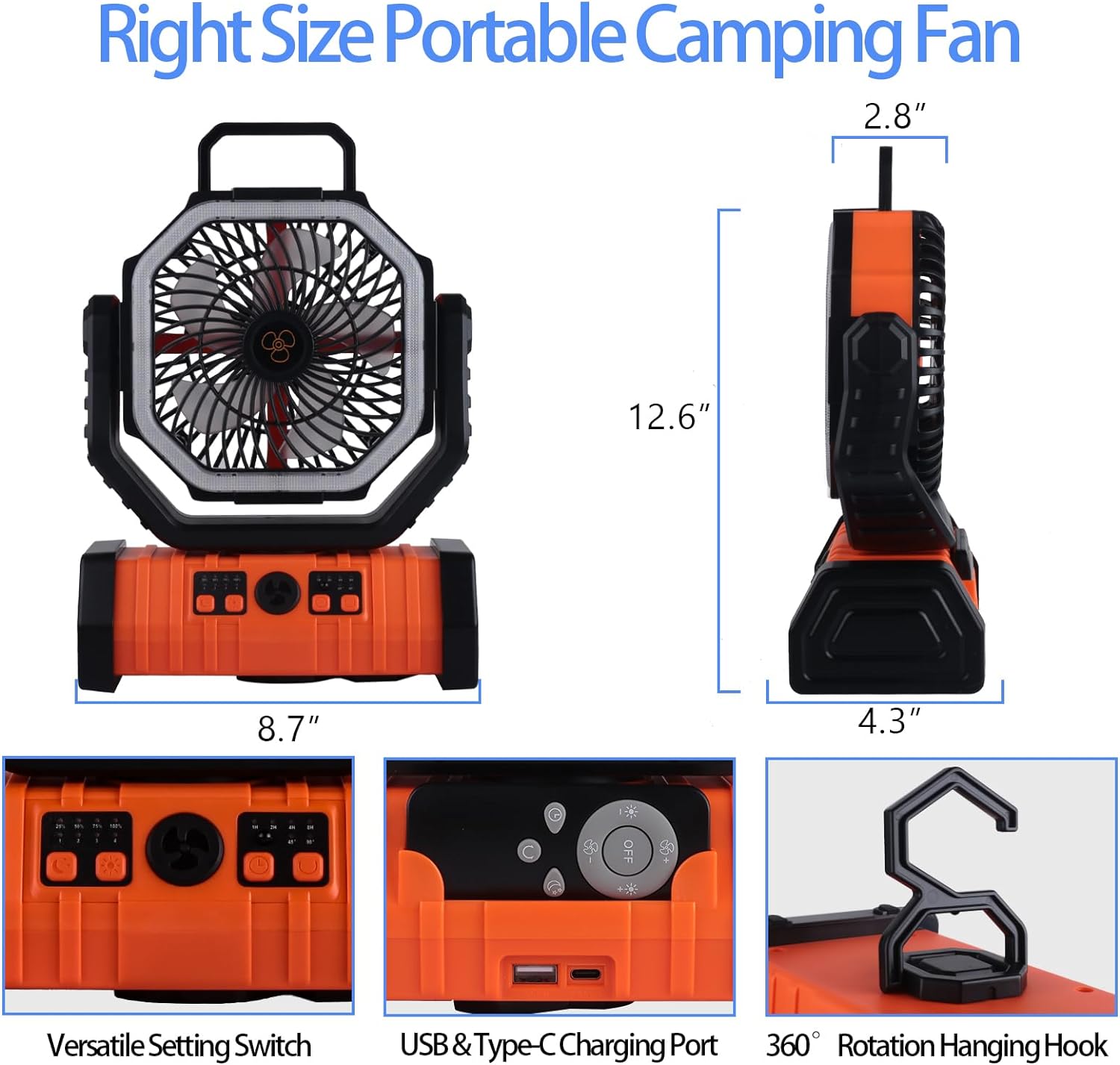 Pro Outdoor Rechargeable Fan W/ LED 2.0