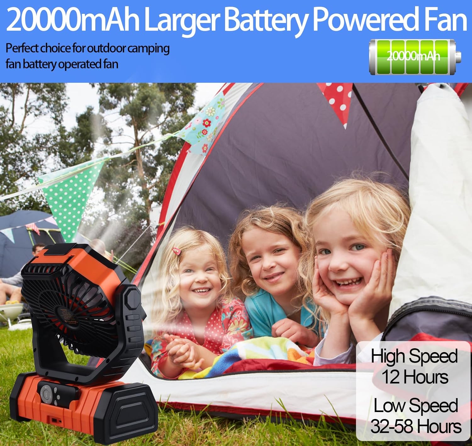 Pro Outdoor Rechargeable Fan W/ LED 2.0
