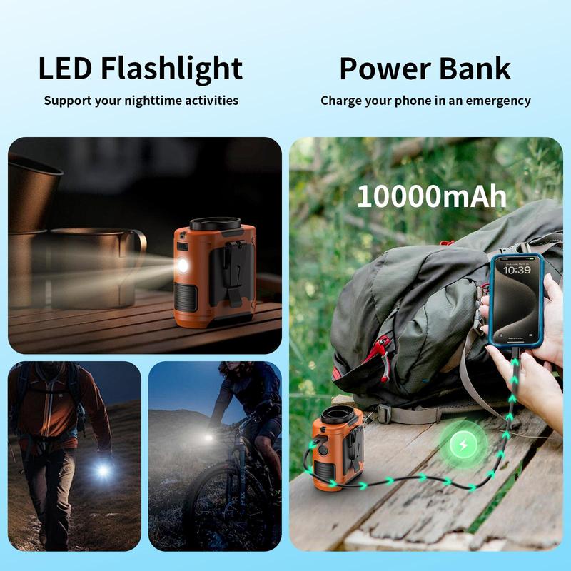 Pro 3-in-1 Rugged Portable Fan w/ Powerbank & LED Light