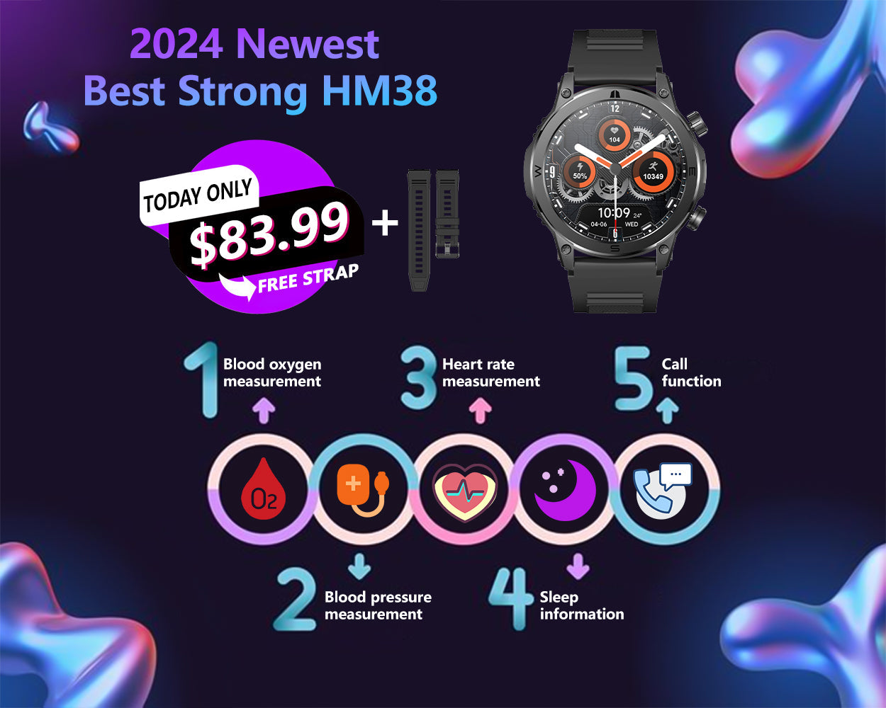 Newest Strong HM38 Health Smartwatch With 38% More Data Accuracy