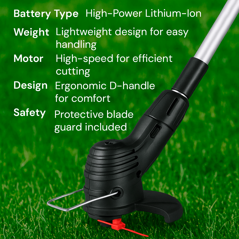 Cordless Grass Trimmer with High-Power Battery - Lightweight Lawn Edger for Easy Yard Maintenance