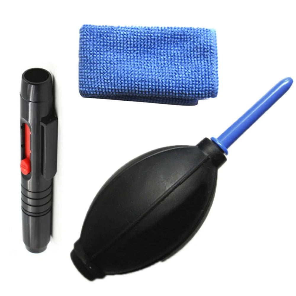 3 in 1 Portable Camera Clean Kit Lens Cleaning Cleaner Dust Pen Blower Cloth Kit for Camera, Videos, Lenses, CCD