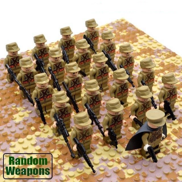 21PCs/set WWII Army Military Building Blocks German France Italy Japan Britain