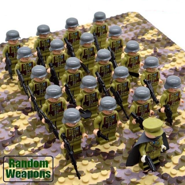 21PCs/set WWII Army Military Building Blocks German France Italy Japan Britain