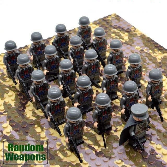 21PCs/set WWII Army Military Building Blocks German France Italy Japan Britain