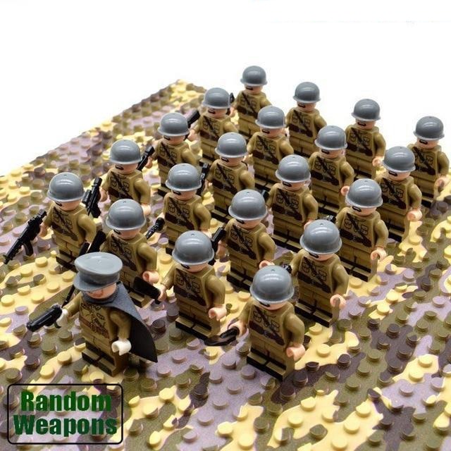 21PCs/set WWII Army Military Building Blocks German France Italy Japan Britain