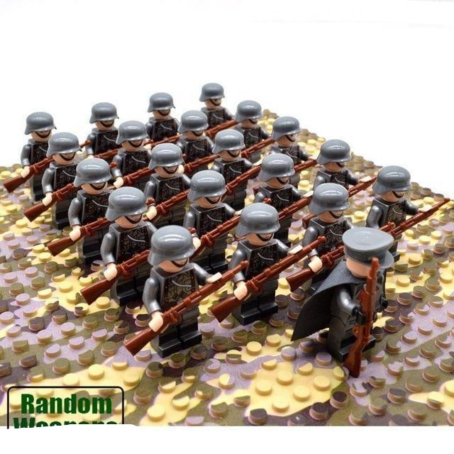 21PCs/set WWII Army Military Building Blocks German France Italy Japan Britain
