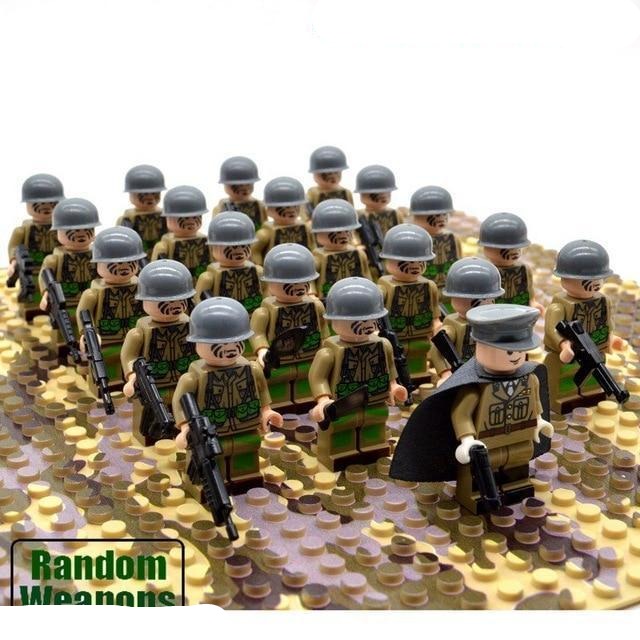 21PCs/set WWII Army Military Building Blocks German France Italy Japan Britain