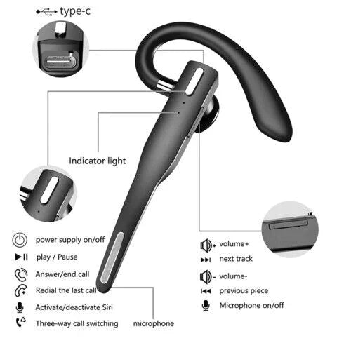 Skywave | Trucker Dual Mic Wireless Bluetooth 5.1 Noise Cancelling Headset & Earbuds for Clear Communication & Hands-Free Use