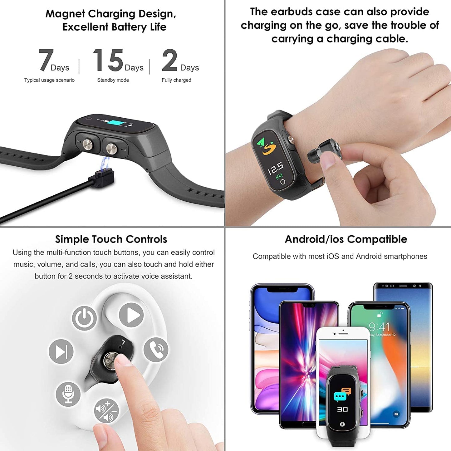 Lite 2.0 Smartwatch w/ Earbuds