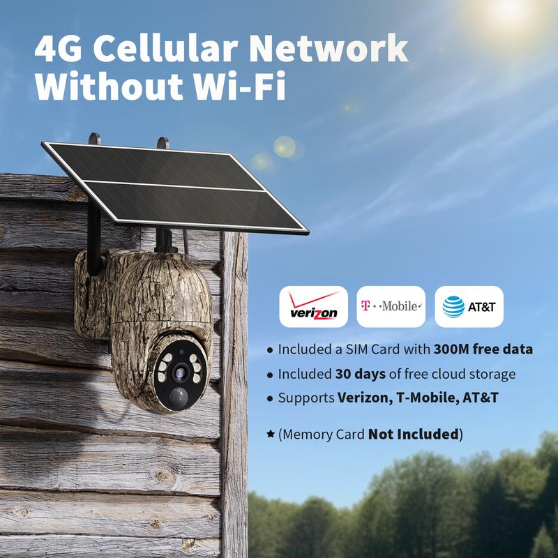 4G LTE Cellular Trail Security Camera - Solar, 360° Pan Tilt, 2K Night Vision, Motion Activated