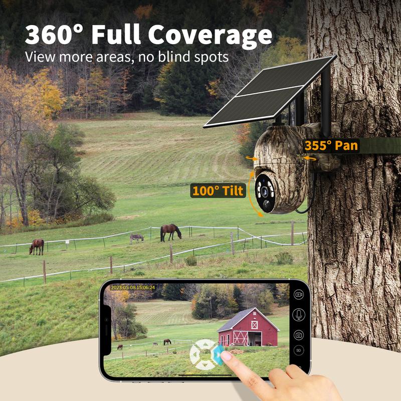 4G LTE Cellular Trail Security Camera - Solar, 360° Pan Tilt, 2K Night Vision, Motion Activated