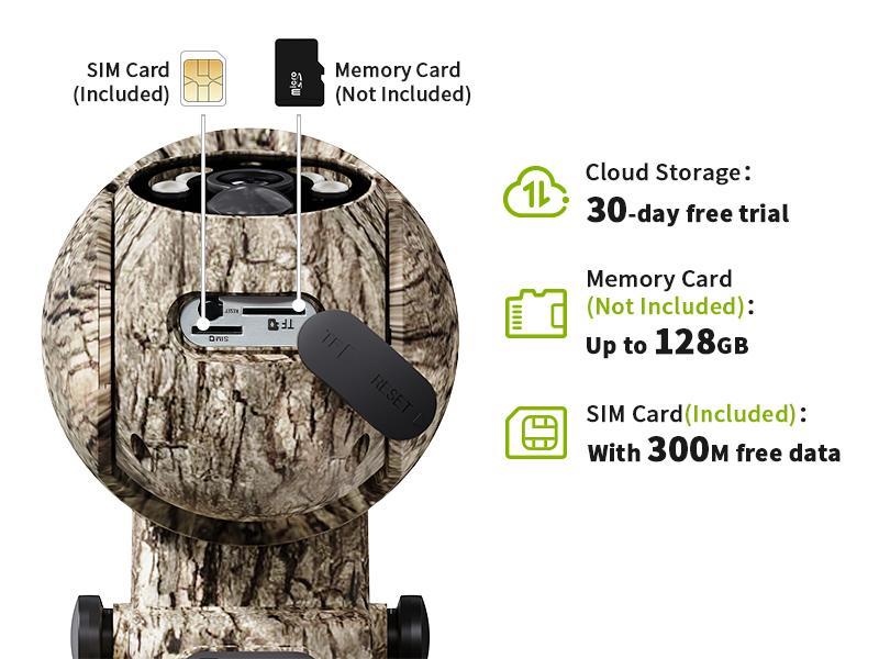 4G LTE Cellular Trail Security Camera - Solar, 360° Pan Tilt, 2K Night Vision, Motion Activated