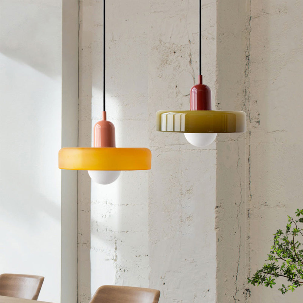 Scandi Bauhaus Pendant Light – Stylish Orange Ceiling Lamp for Contemporary Spaces