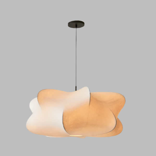 Japanese Silk Pendant Light in Wabi Sabi Style for Home Decor & Ambient Lighting