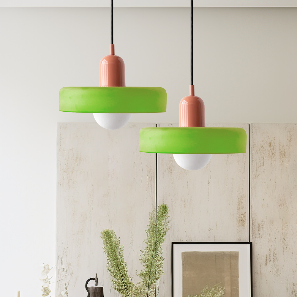 Scandi Bauhaus Pendant Light – Stylish Orange Ceiling Lamp for Contemporary Spaces