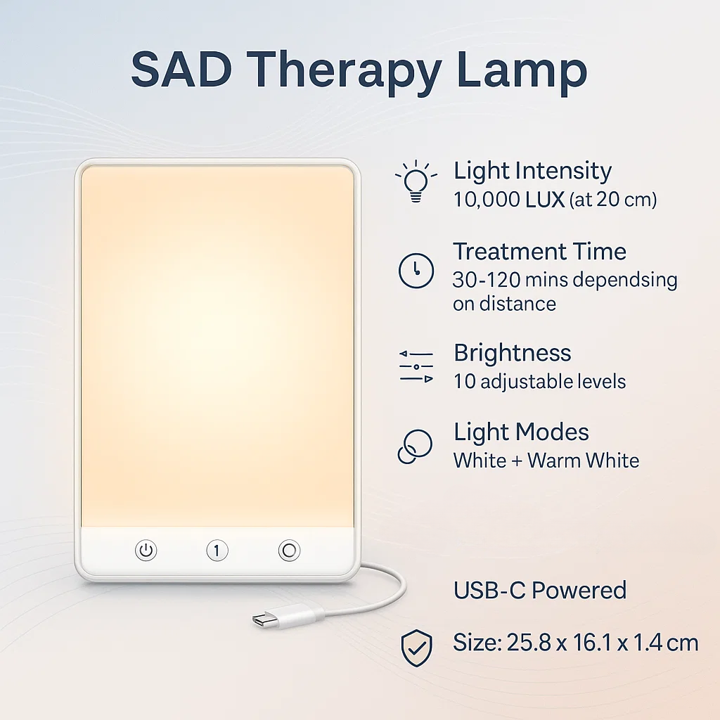 SAD Therapy Lamp | Light Therapy for Seasonal Affective Disorder, Mood Enhancement & Energy Boosting