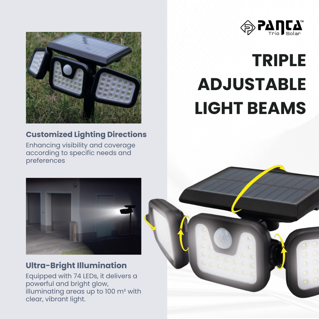 Solar-Powered Outdoor Lights – Panta Trio with Motion Sensor for Garden & Security Lighting