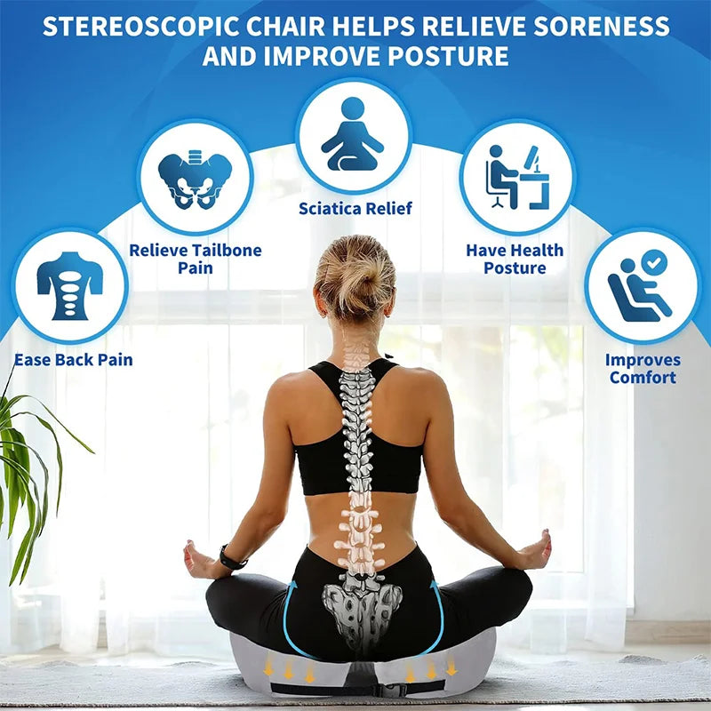 Adjustable Memory Foam Seat Cushion for Sit Bone Relief | Ergonomic Design for Office Chair and Car Use