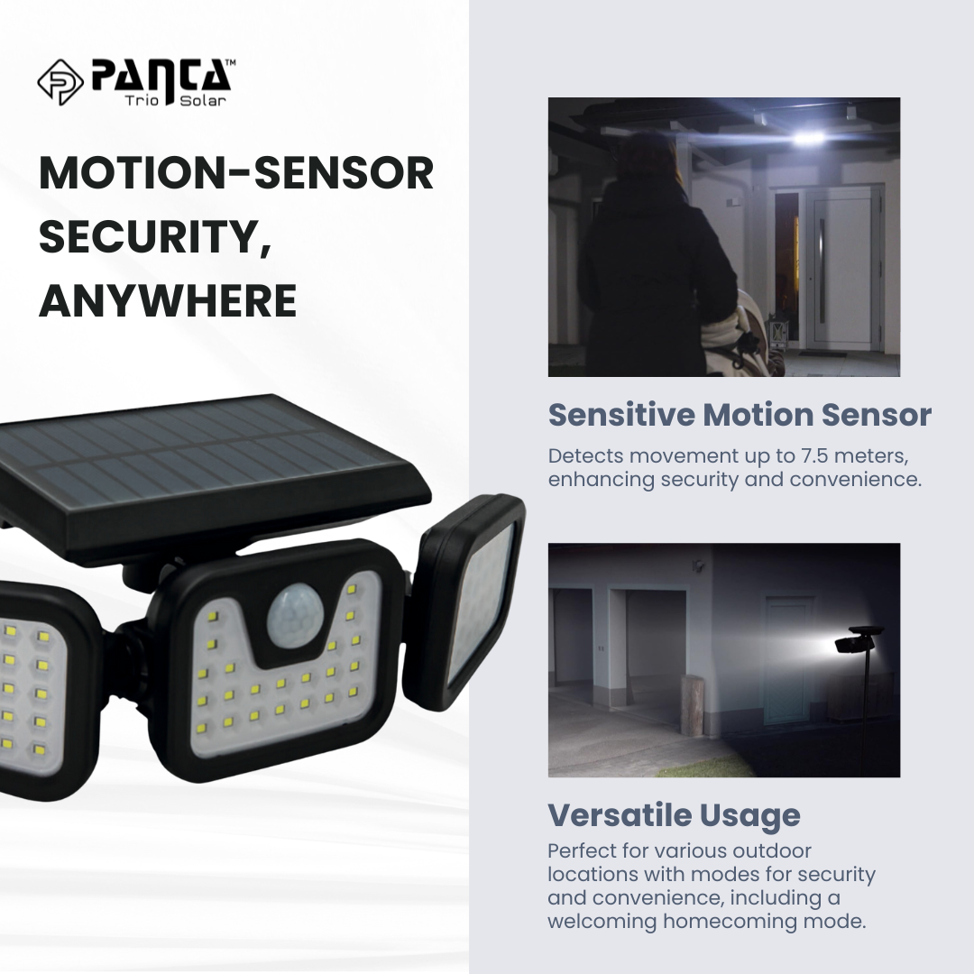 Solar-Powered Outdoor Lights – Panta Trio with Motion Sensor for Garden & Security Lighting