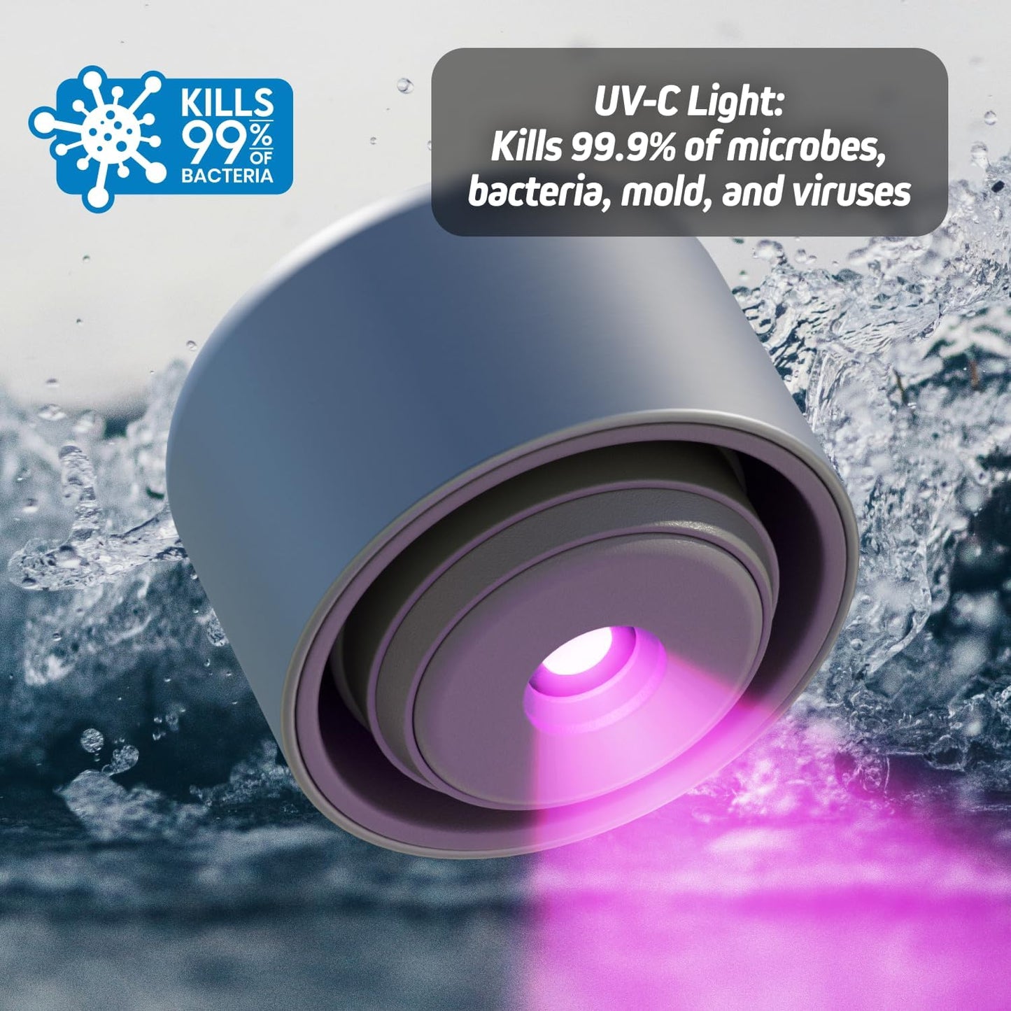 Aquyn UV Light Water Bottle – Smart Water Bottle with UV Sterilization for Clean Drinking Water