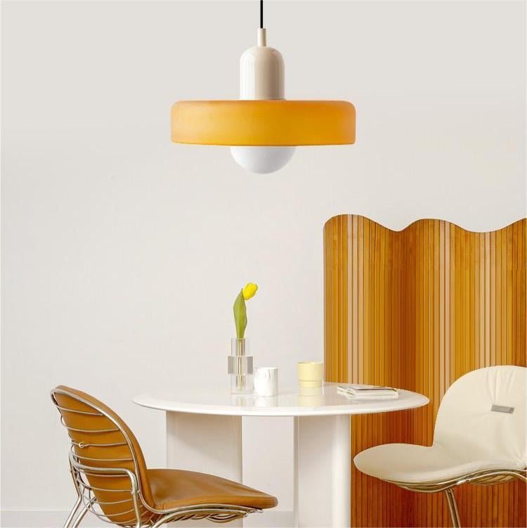 Scandi Bauhaus Pendant Light – Stylish Orange Ceiling Lamp for Contemporary Spaces