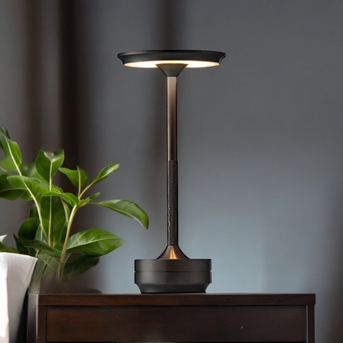 Cordless Rechargeable Modern Aura Table Lamp with Touch Controls | Wireless LED Light for Modern Side Tables and Office Desks | Minimalist Table Lamp
