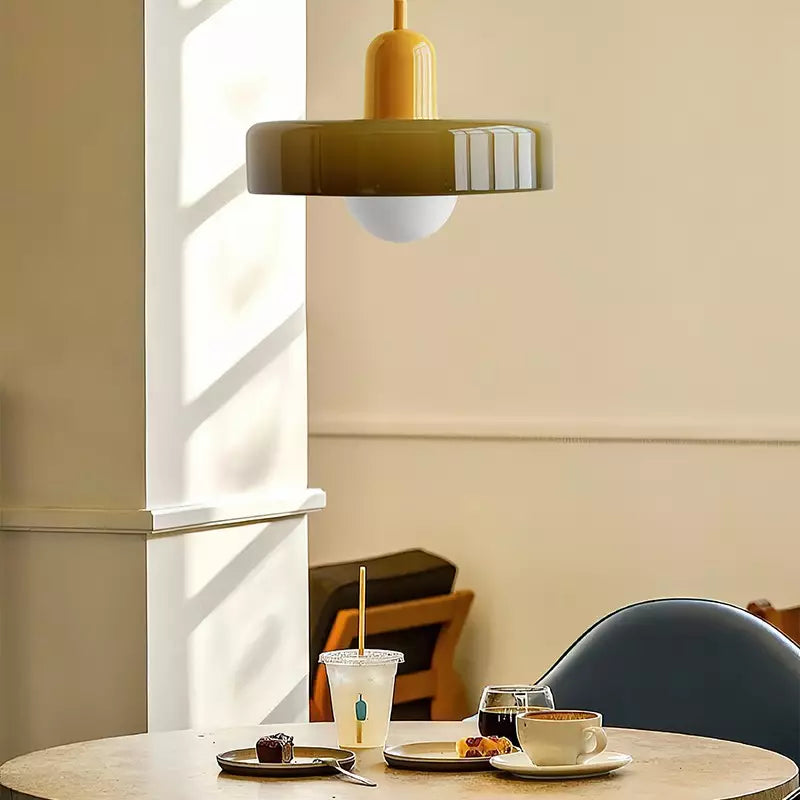 Scandi Bauhaus Pendant Light – Stylish Orange Ceiling Lamp for Contemporary Spaces