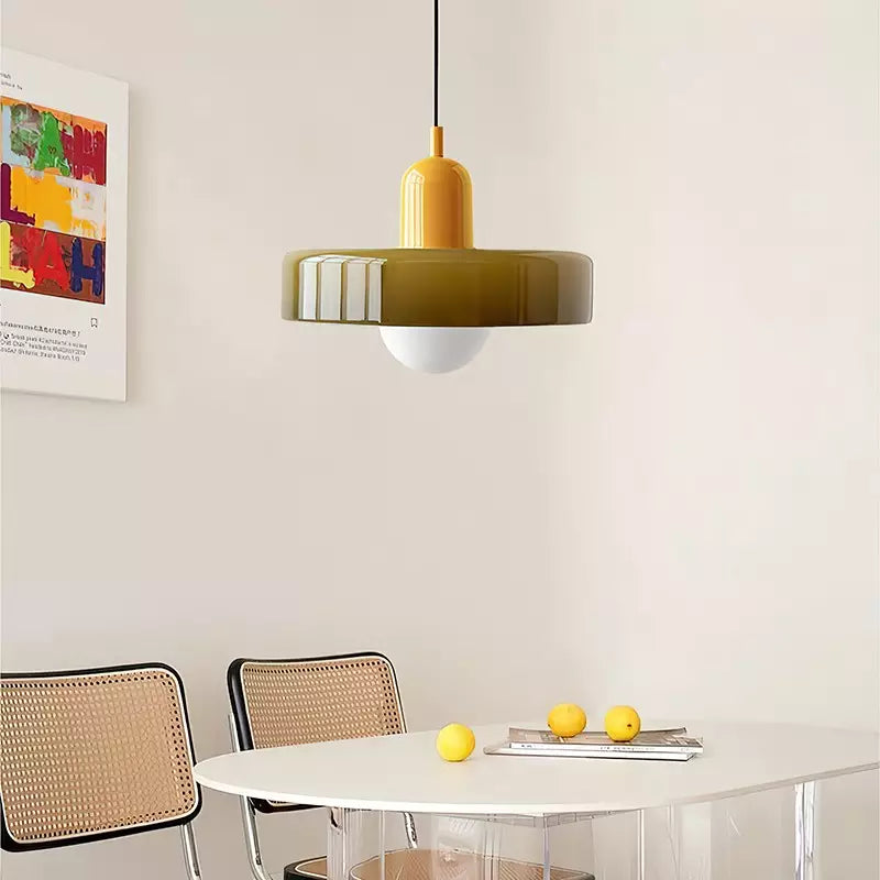 Scandi Bauhaus Pendant Light – Stylish Orange Ceiling Lamp for Contemporary Spaces
