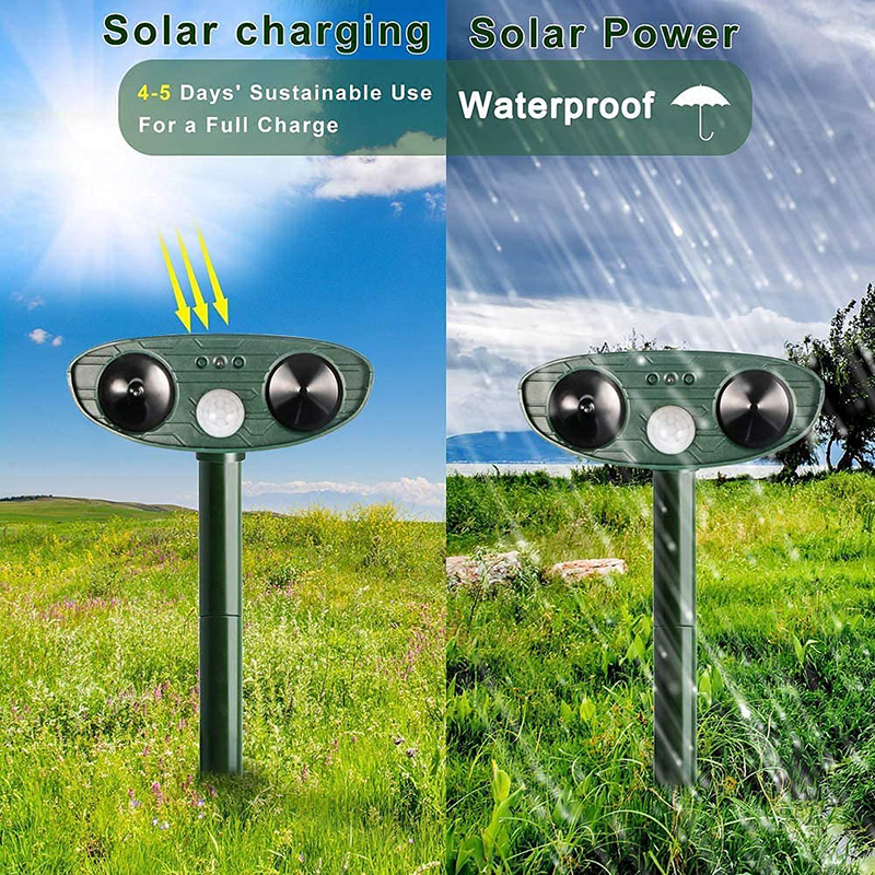 Solar Powered Ultrasonic Rabbit Repeller with Flashing Light – Effective Pest Control for Gardens and Yards