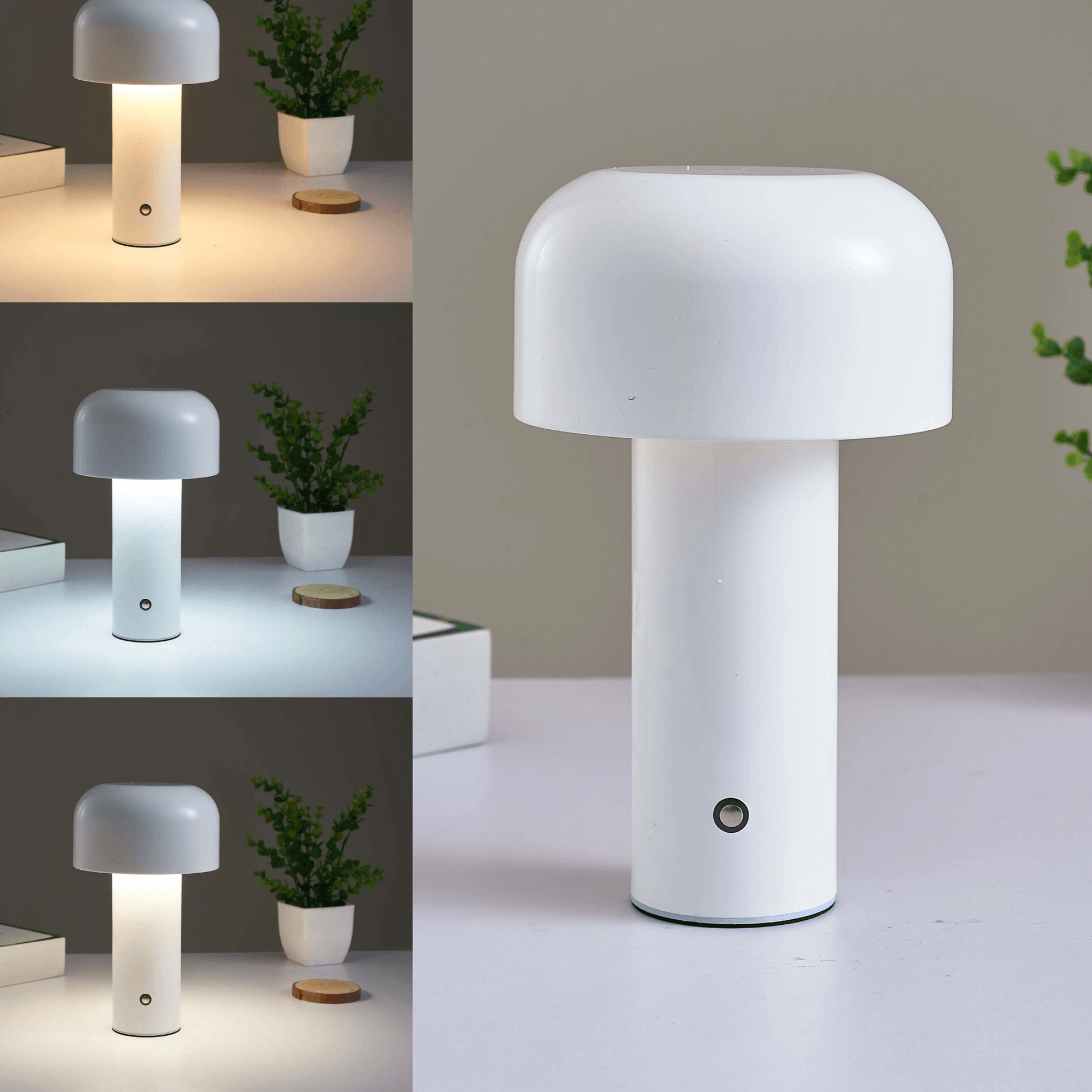 Cordless Mushroom Battery Operated Rechargeable Table Lamps Lights for Bedside and Dining Table Room