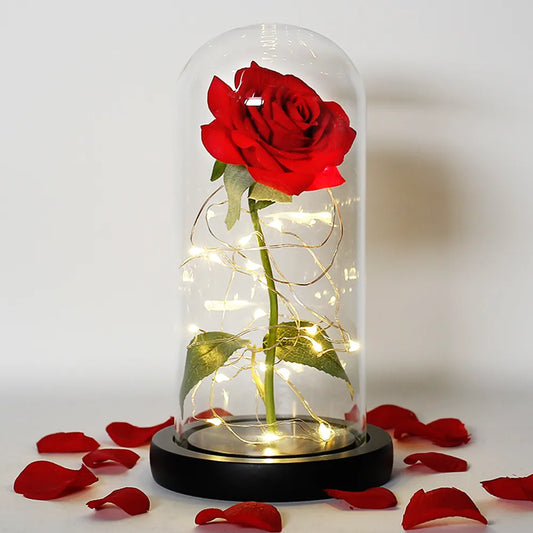 Eternal Rose in Glass Dome | Handpicked, LED Lit & Ideal for Romantic Gifts and Home Decor
