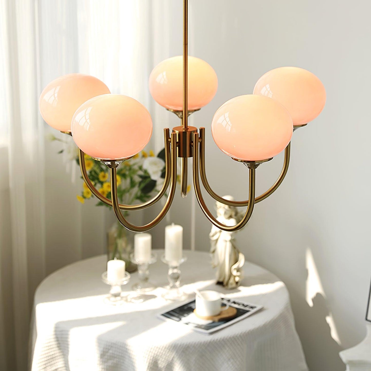 LED Marshmallow Chandelier Light Fixture - Modern White Pendant Lighting for Dining Room & Living Room Decor